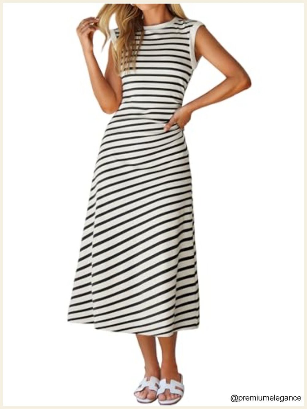 Sleeveless Midi T-Shirt Dress A-Line Casual Summer Dress Soft Stretch